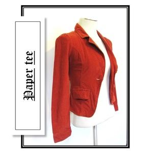 Rustic Red Faux Corduroy One Button Jacket Blazer